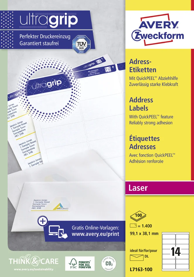 AVERY Zweckform QuickPEEL Etiquette d'adresse, 63,5 x 46,6mm - OEM L7161-100 – Image 4