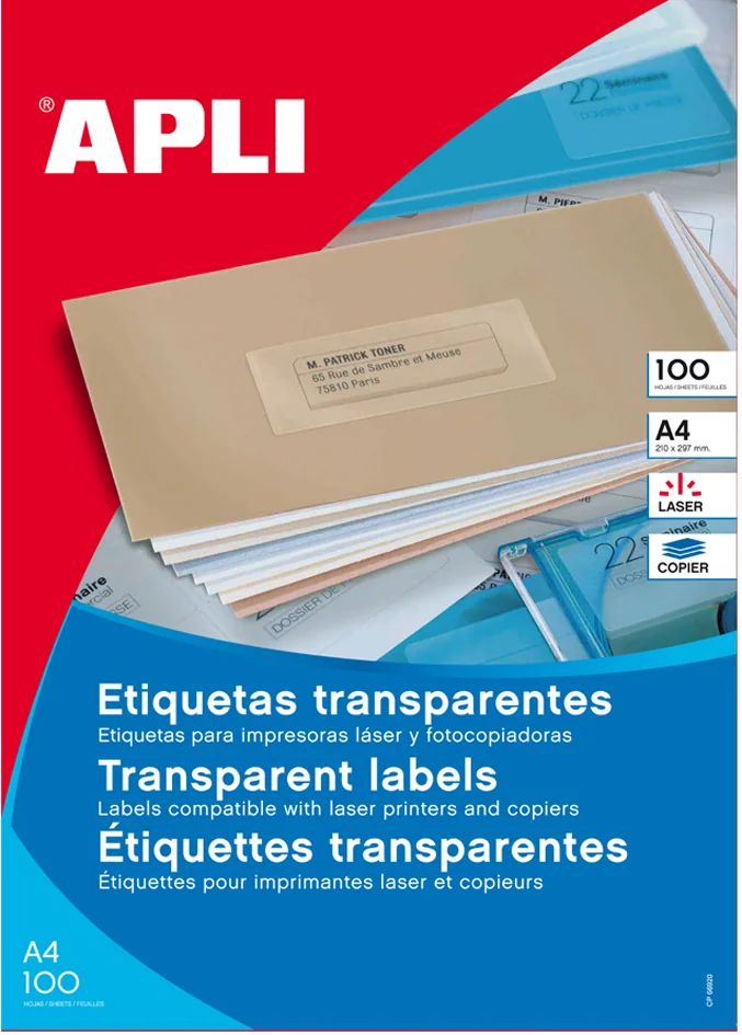 APLI Etiquettes adresse transparentes, 48,5 x 25,4 mm - OEM 130142