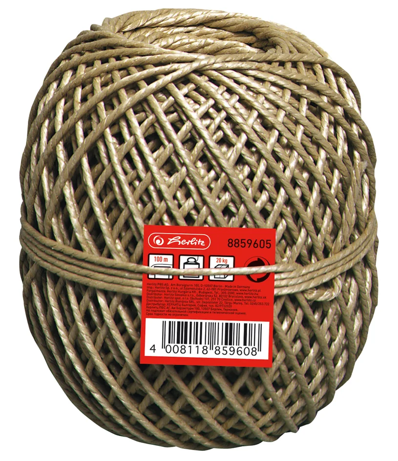 herlitz Ficelle d'emballage, en PP, marron, 80 m - OEM 300010501
