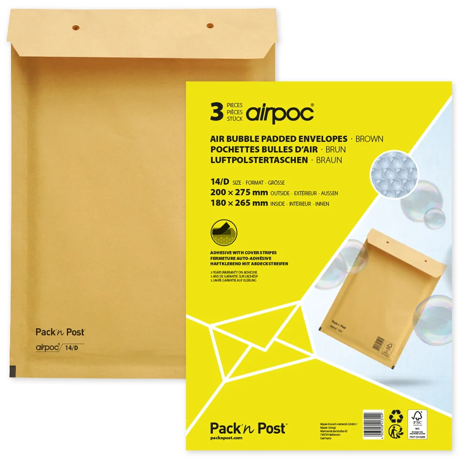 MAILmedia Pochettes d'expédition matelassées, typ G17, brun — 250 × 350 mm - OEM 30002576