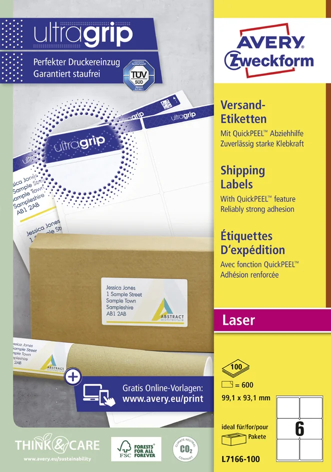 AVERY Zweckform verzendetiket, ultrawit — 99,1 × 67,7 mm - OEM L7165-250 - Afbeelding 4