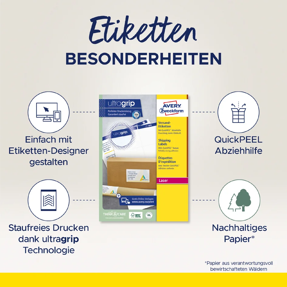 AVERY Zweckform Etiquette d'expédition, ultra blanc — 199,6 × 289,1 mm - OEM L7167-100 – Image 6