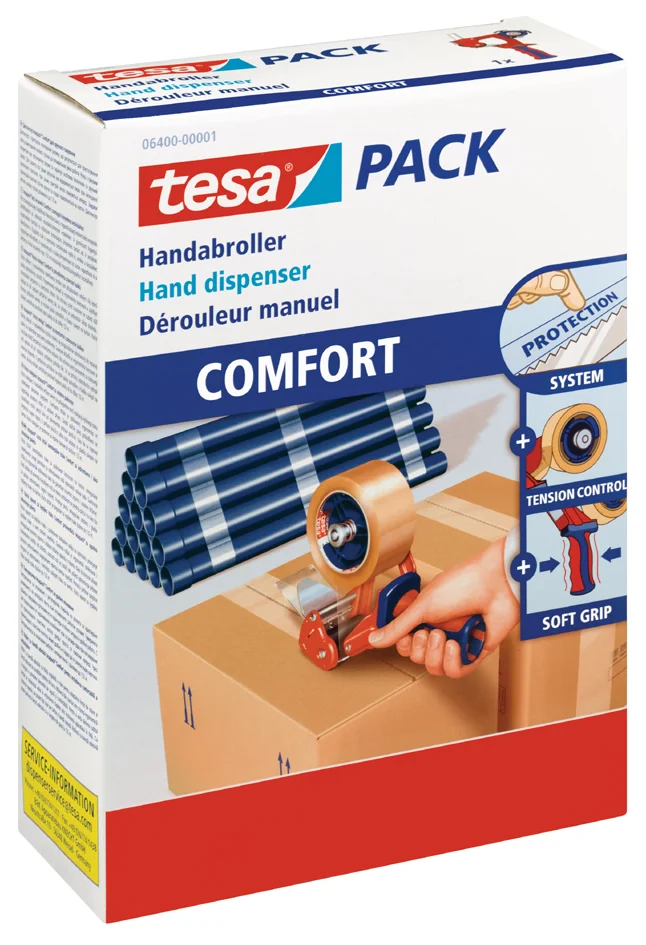 tesa tesapack Dévidoir COMFORT 6400 ruban adhésif emballage — Pour rouleaux de ≤50 mm × 66 m - OEM 06400-00001-02