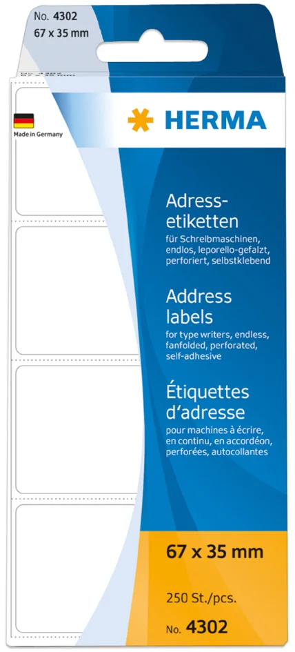 HERMA Etiquette d'adresse, 95 x 48 mm, plié en zigzag, blanc - OEM 4311
