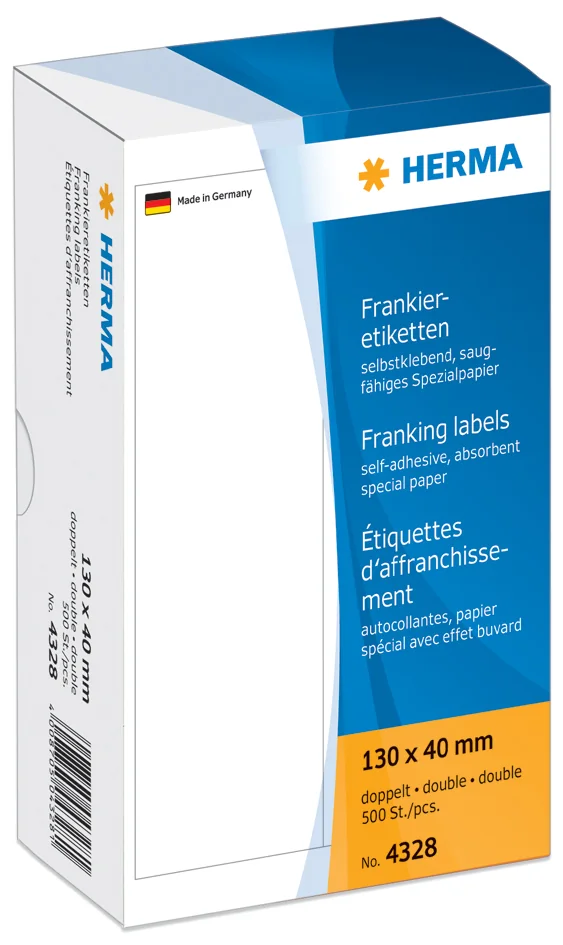 HERMA Etiquette à affranchir, 163 x 45 mm, double, blanc - OEM 4319
