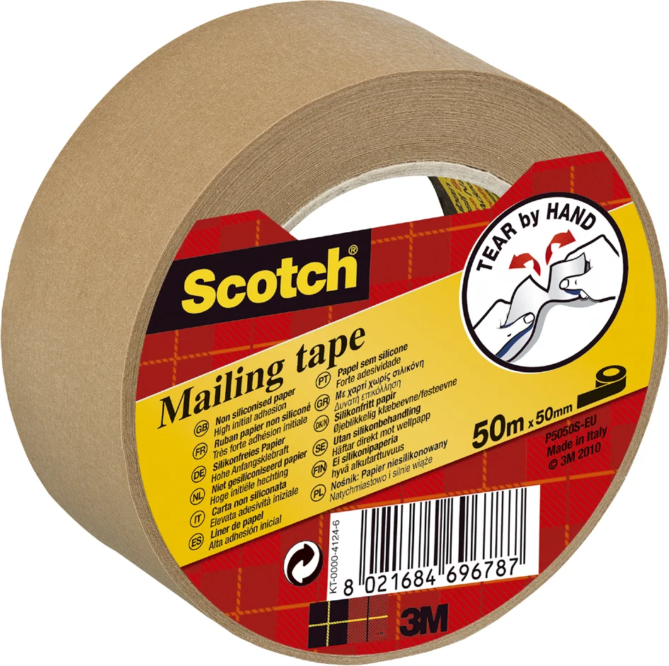 Scotch 3M Scotch Ruban adhésif d'emballage P5050, papier, marron — 50 mm × 50 m - OEM 3100044460