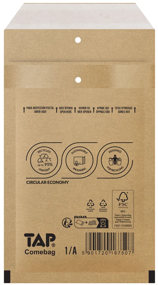 TAP Pochettes d'expédition à bulles d'air COMEBAG, type C13 — Int. 150 × 215 mm - OEM 81010200