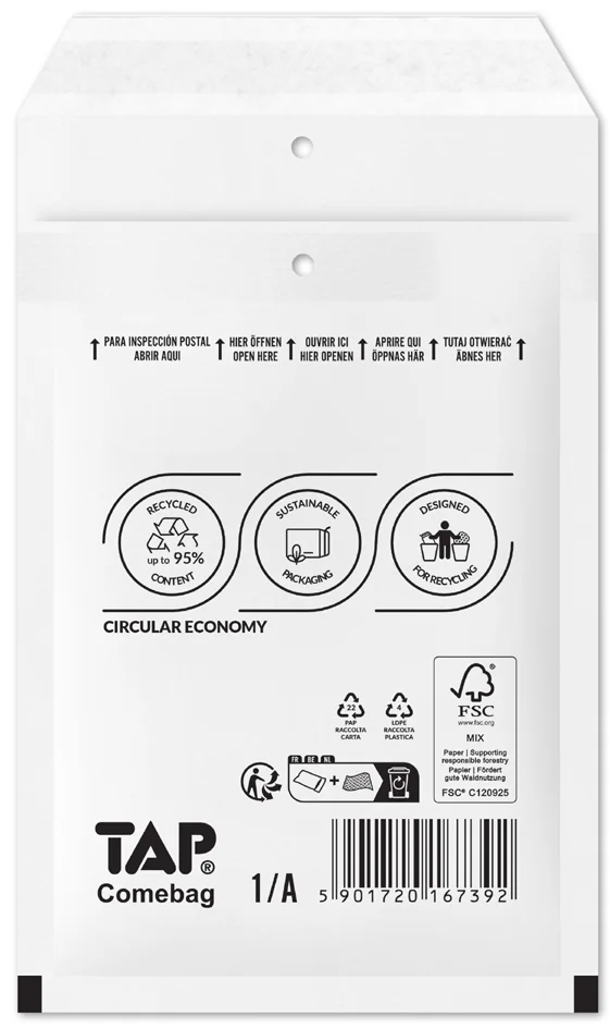 TAP Pochettes d'expédition à bulles d'air pour CD COMEBAG — Int. 180 × 165 mm - OEM 81021200