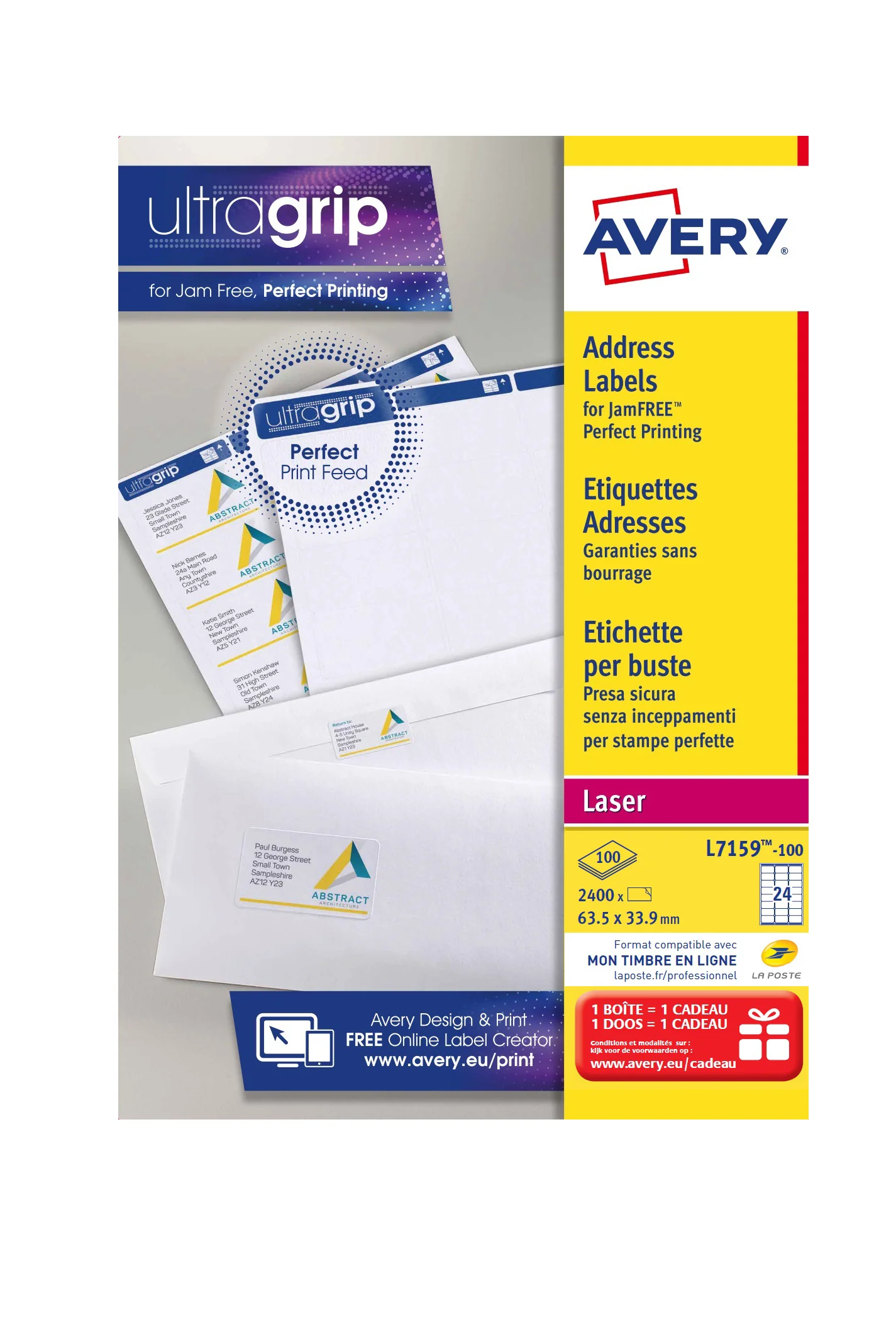 AVERY Etiquette d'adresse, 63,5 x 33,9 mm, blanc - OEM L7159-100.FR