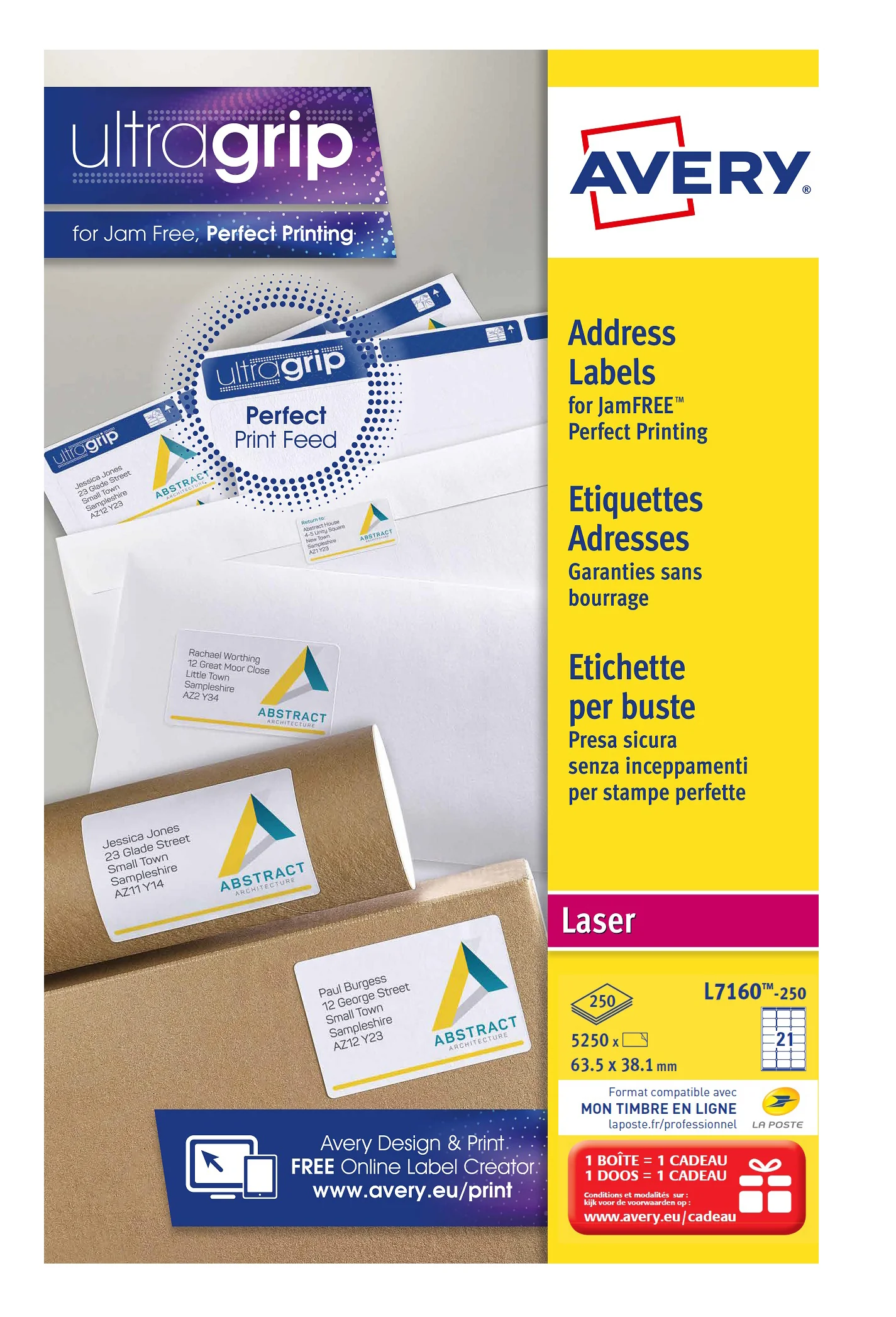 AVERY Etiquette d'adresse, 63,5 x 38,1 mm, blanc - OEM L7160-250.FR