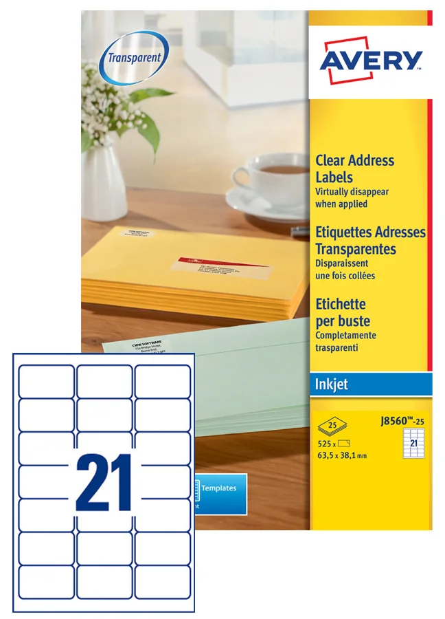 AVERY Etiquette d'adresse jet d'encre, 99,1 x 38,1 mm - OEM J8563-25.FR