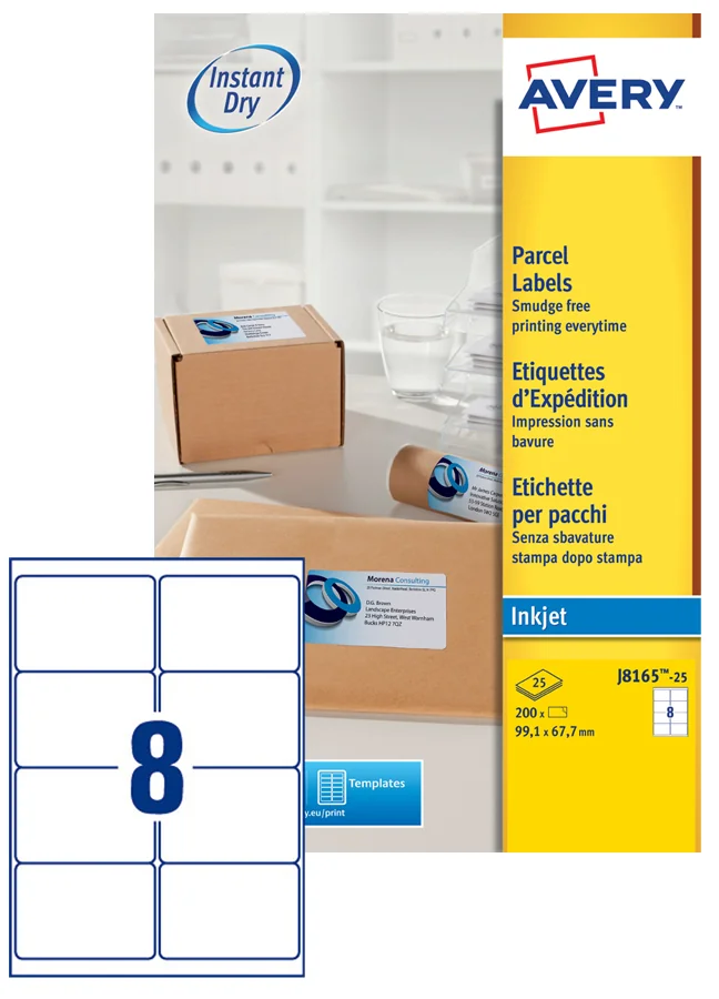 AVERY Etiquette d'expédition, 199,6 x 143,5 mm, blanc - OEM J8168-25.FR