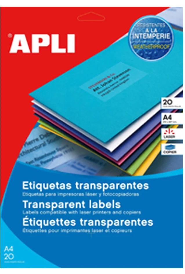 APLI Etiquette adresse transparente, 210 x 297 mm - OEM 130146