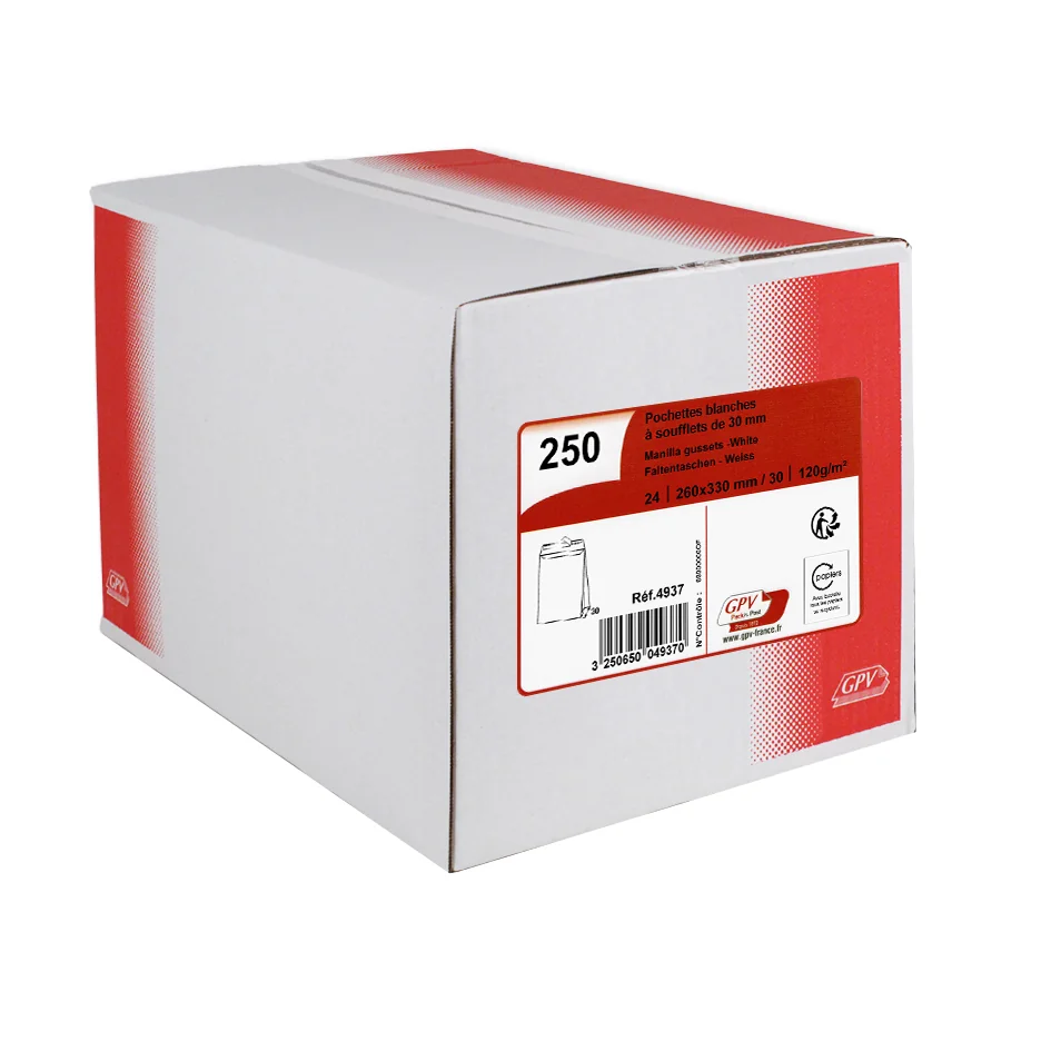 GPV Pochettes à soufflets, 24, 260 x 330 mm, velin blanc - OEM 4937