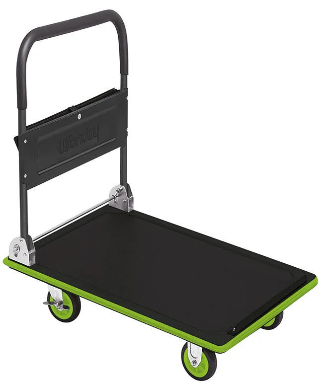 Wonday Chariot à plate-forme en acier, charge: 150 kg, noir/ — 730 × 470 × 830 mm - OEM MCH500271