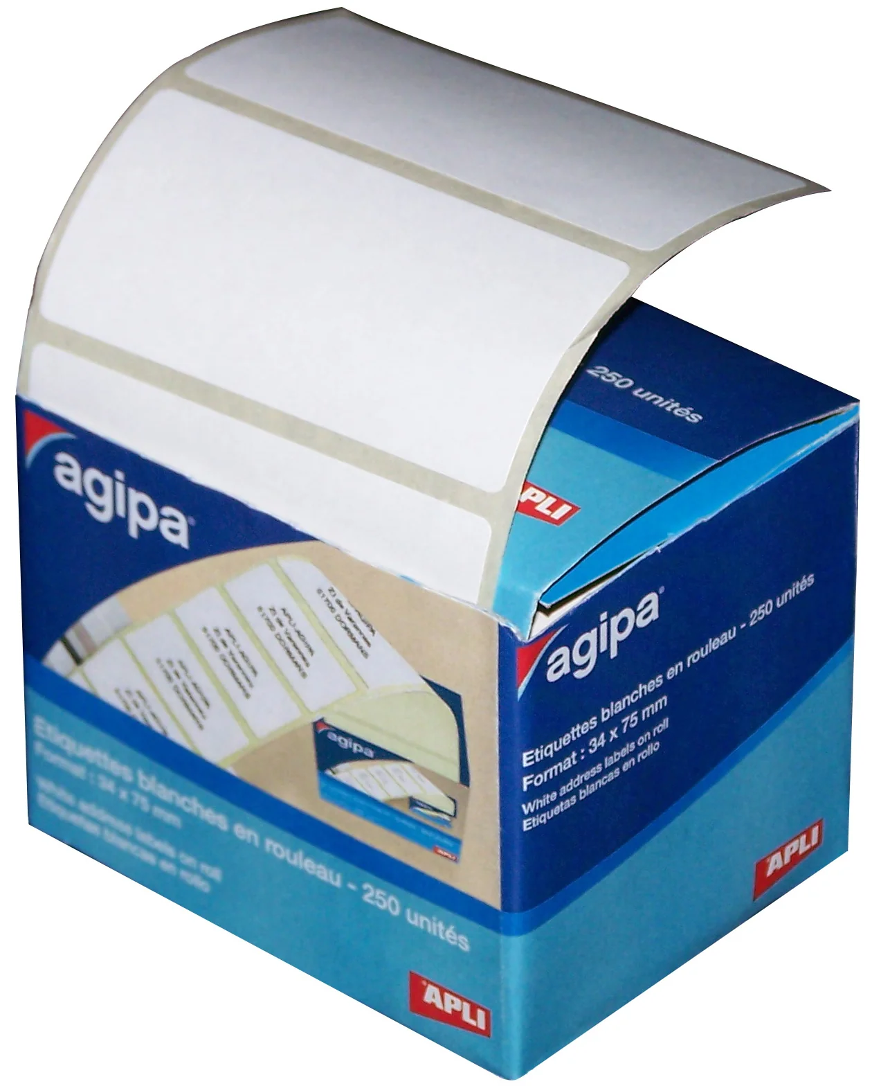agipa Etiquettes d'expédition, 75 x 34 mm, en rouleau, blanc - OEM 115450