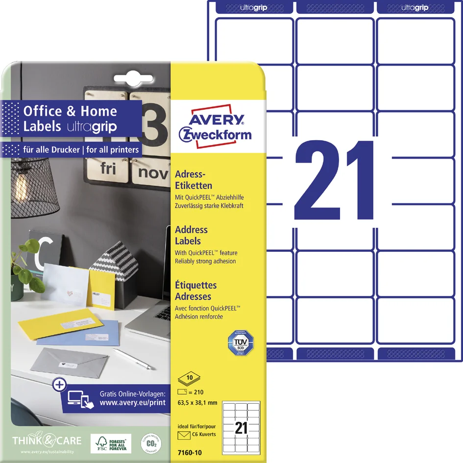 AVERY Zweckform Retouretiket Home Office — 45,7 × 21,2 mm - OEM 7636-10 - Afbeelding 3