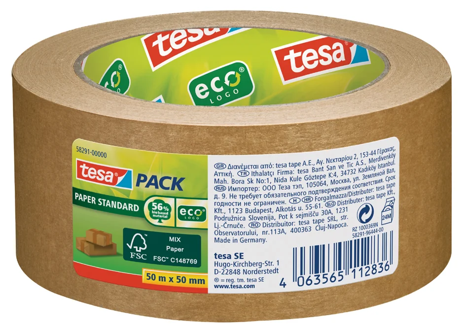 tesapack Ruban adhésif d'emballage PAPER ecoLogo, 38mm x 25m - OEM 58293-00000-00