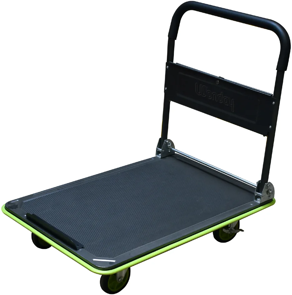 Wonday Chariot à plate-forme en acier, charge: 300 kg, noir/ — 900 × 600 × 845 mm - OEM MCH501171