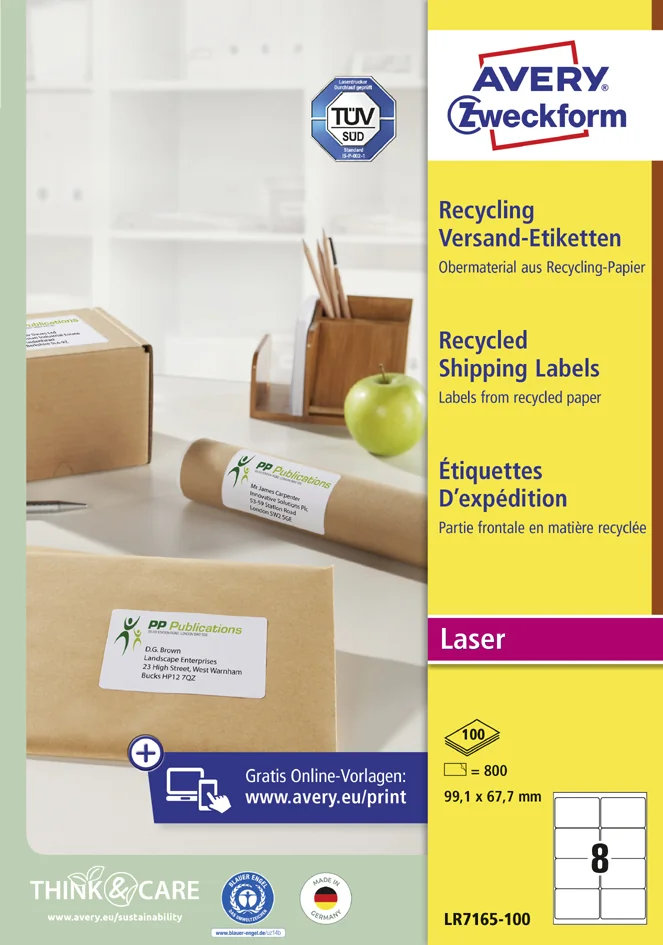 AVERY Zweckform gerecycled verzendetiket — 199,6 × 289,1 mm - OEM LR7167-100 - Afbeelding 4
