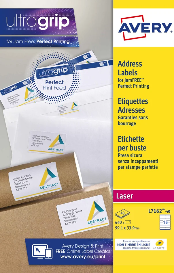 AVERY Etiquette d'adresse, 99,1 x 38,1 mm, blanc - OEM L7163-40.FR