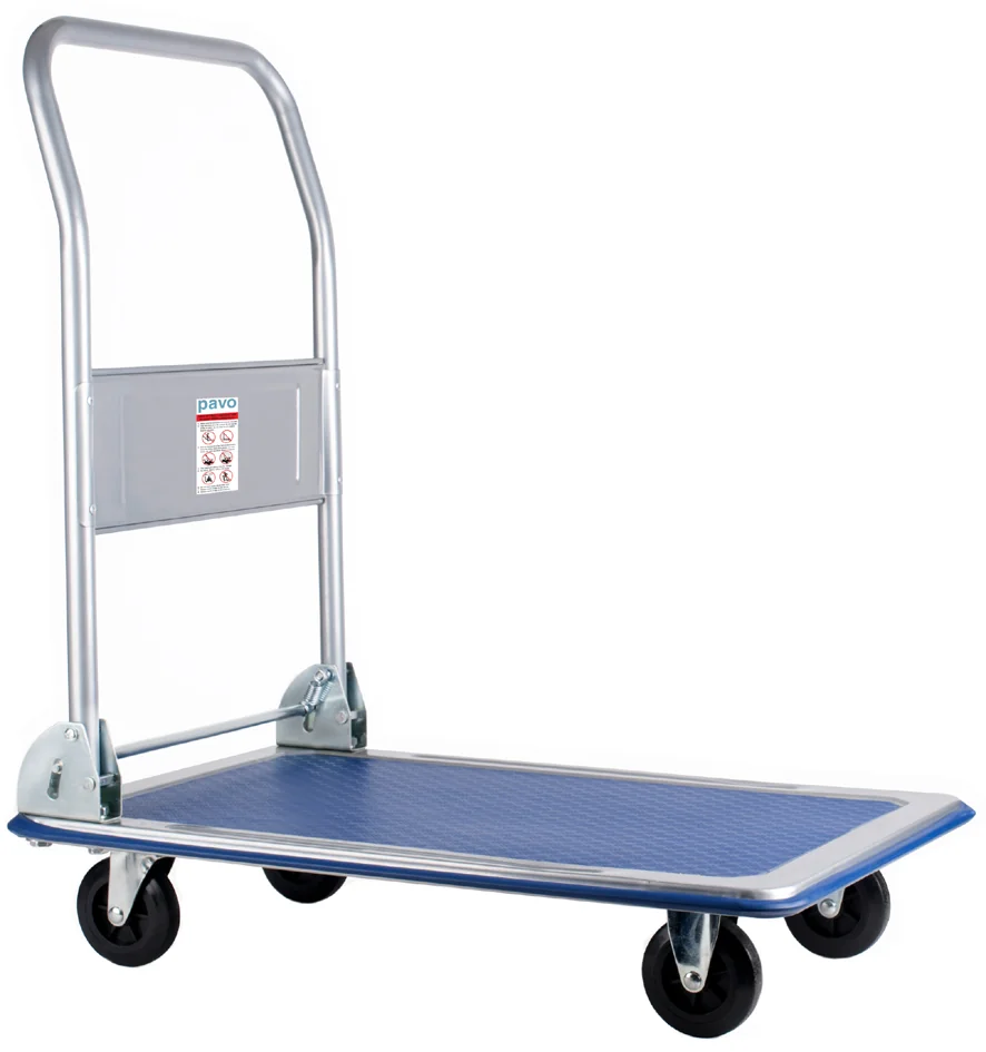pavo Chariot à plate-forme, capacité: 150 kg, noir/bleu — 740 × 480 × 830 mm - OEM 8037421
